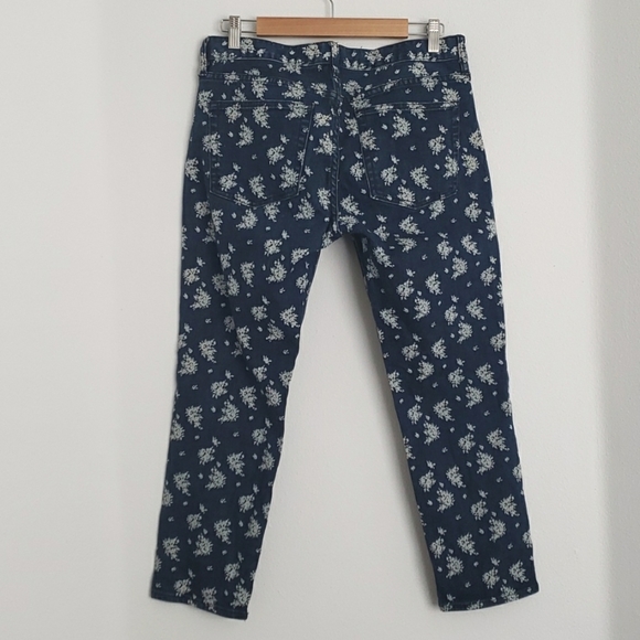 J CREW INDIGO FLORAL DENIM CROPPED MATCHSTICK JEANS, WOMEN'S WAIST: 30, $29 - Picture 4 of 8